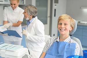 Teenager smiling at dentist appointment